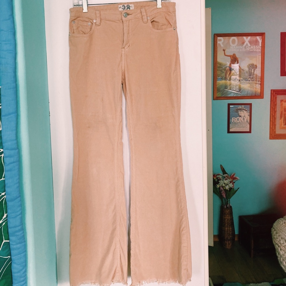 Free People Corduroy Flare Jeans, Sand Colored, 28